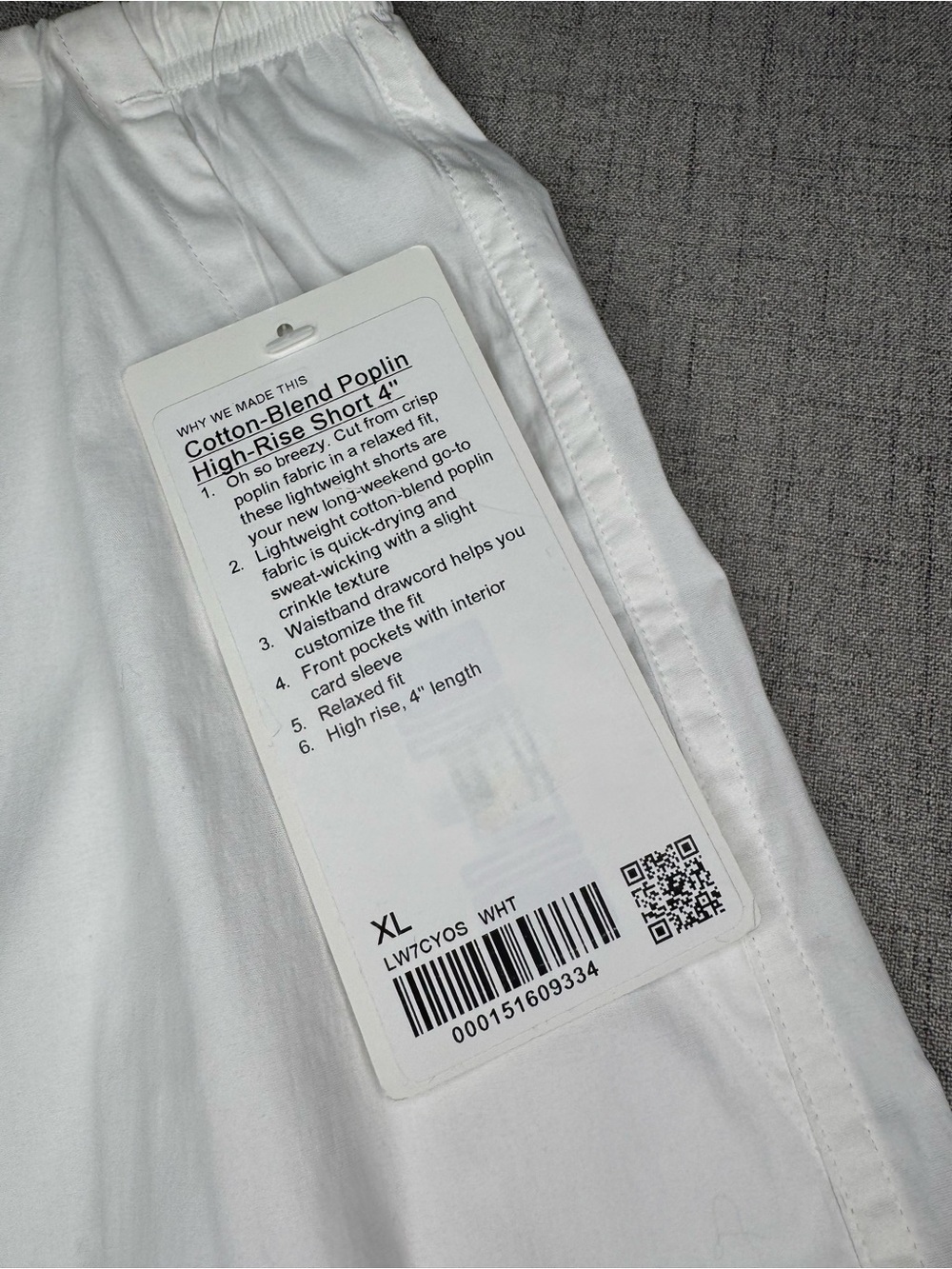 Lululemon Cotton Blend Poplin High Rise Short White XL NWT - Picture 9 of 9